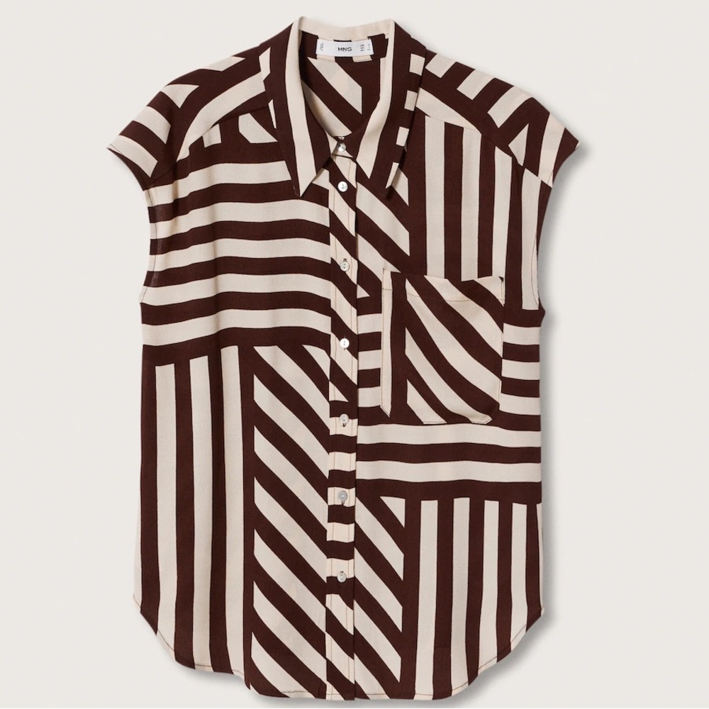 Mango Oversize Flowy Shirt in Bengal Stripe Size 4